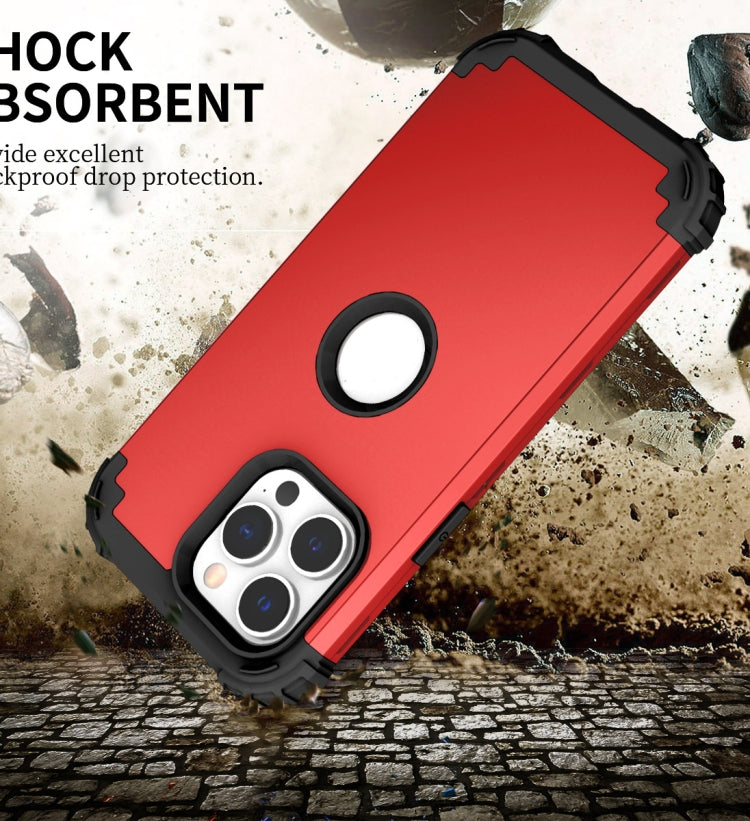 For iPhone 15 Pro 3 in 1 Silicone Hybrid PC Shockproof Phone Case(Red) - HoMEdemic™ 