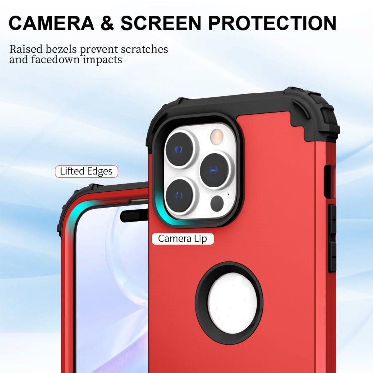 For iPhone 15 Pro 3 in 1 Silicone Hybrid PC Shockproof Phone Case(Red) - HoMEdemic™ 