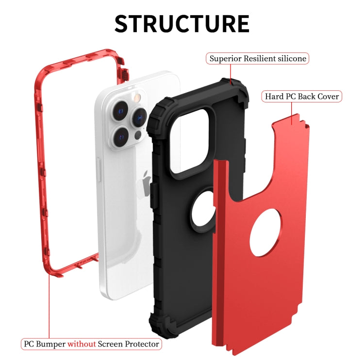 For iPhone 15 Pro 3 in 1 Silicone Hybrid PC Shockproof Phone Case(Red) - HoMEdemic™ 