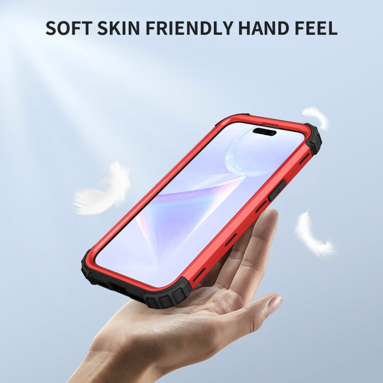 For iPhone 15 Pro 3 in 1 Silicone Hybrid PC Shockproof Phone Case(Red) - HoMEdemic™ 