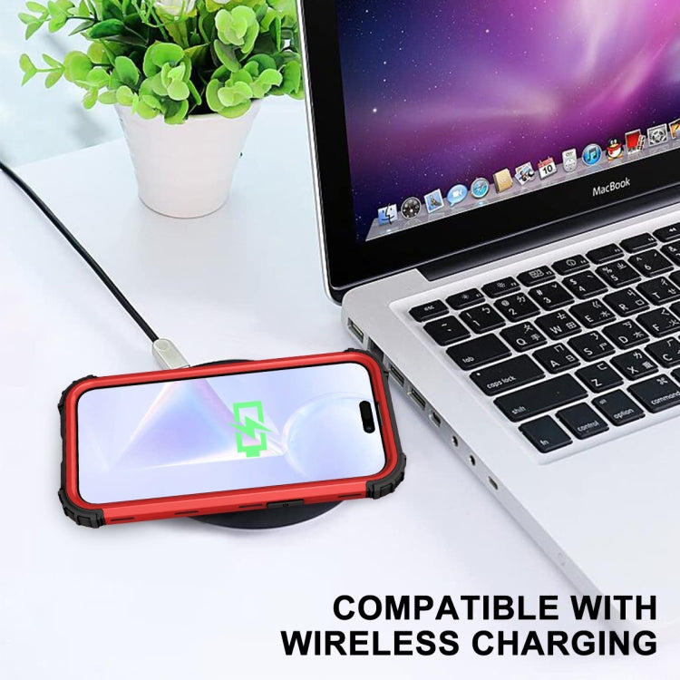 For iPhone 15 Pro 3 in 1 Silicone Hybrid PC Shockproof Phone Case(Red) - HoMEdemic™ 