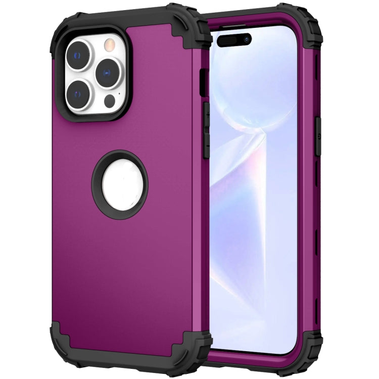 For iPhone 15 Pro 3 in 1 Silicone Hybrid PC Shockproof Phone Case(Purple) - HoMEdemic™ 