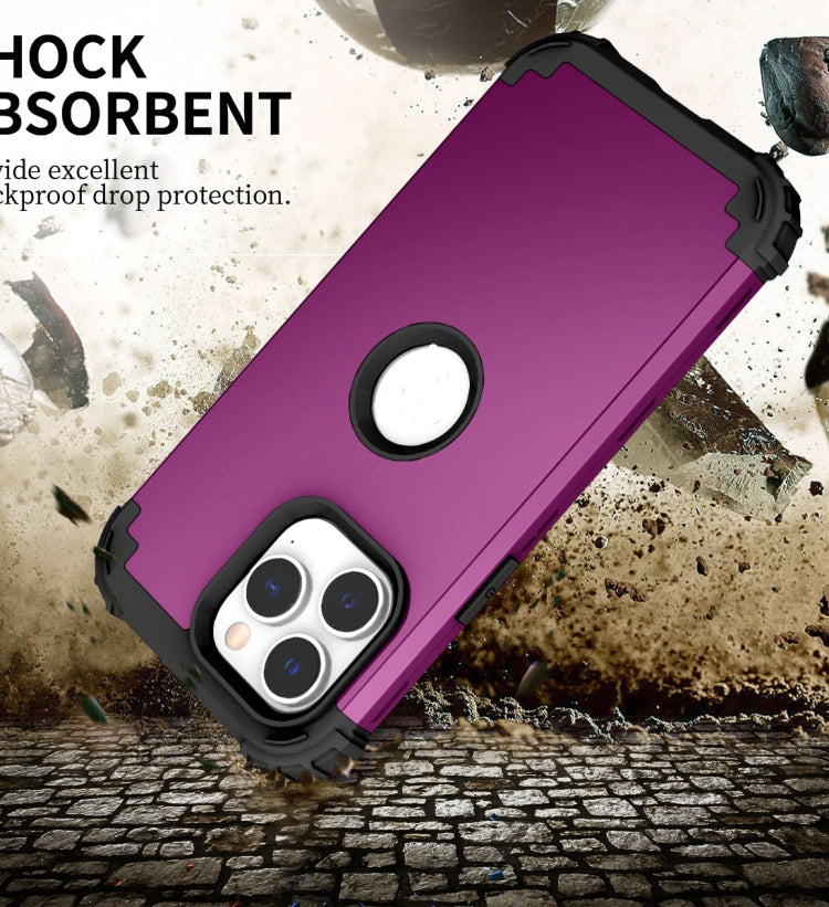 For iPhone 15 Pro 3 in 1 Silicone Hybrid PC Shockproof Phone Case(Purple) - HoMEdemic™ 