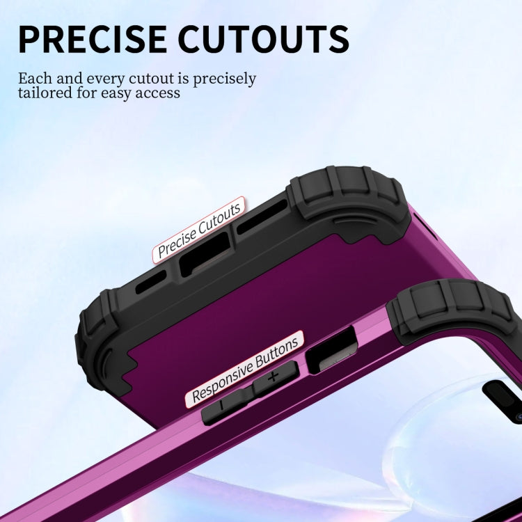 For iPhone 15 Pro 3 in 1 Silicone Hybrid PC Shockproof Phone Case(Purple) - HoMEdemic™ 
