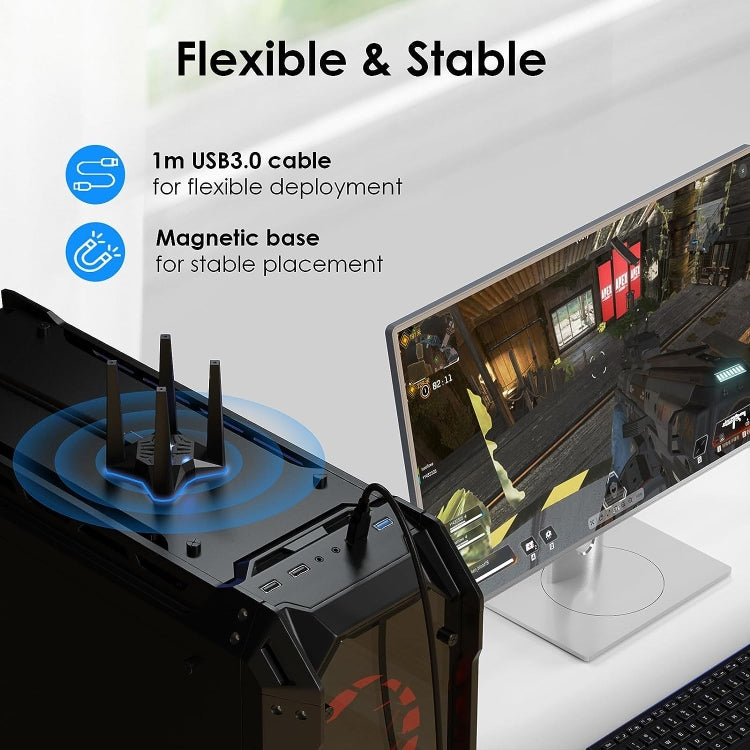 WAVLINK WN693X1 With 4x3dBi High Gain Antenna Magnetic Base AX1800 Dual Band USB WiFi 6 Adapter - HoMEdemic™ 