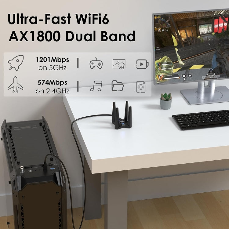 WAVLINK WN693X1 With 4x3dBi High Gain Antenna Magnetic Base AX1800 Dual Band USB WiFi 6 Adapter - HoMEdemic™ 