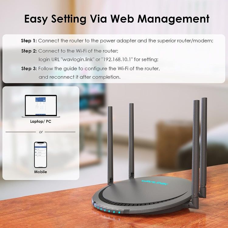 WAVLINK WN531P3 WAN / LAN Port Signal Booster Wireless Repeater AC1200 Wireless Routers, Plug:US Plug - HoMEdemic™ 