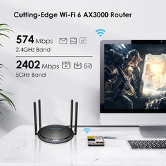 WAVLINK WN531MX3 Wider Coverage AX3000 WiFi 6 Wireless Routers Dual Band Wireless Repeater, Plug:UK Plug - HoMEdemic™ 