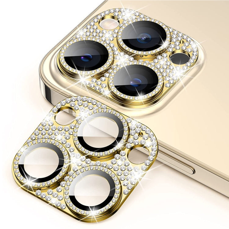 For iPhone 15 Pro / 15 Pro Max ENKAY Hat-Prince Blink Diamond Camera Lens Aluminium Alloy + Tempered Glass Full Coverage Protector(Golden) - HoMEdemic™ 