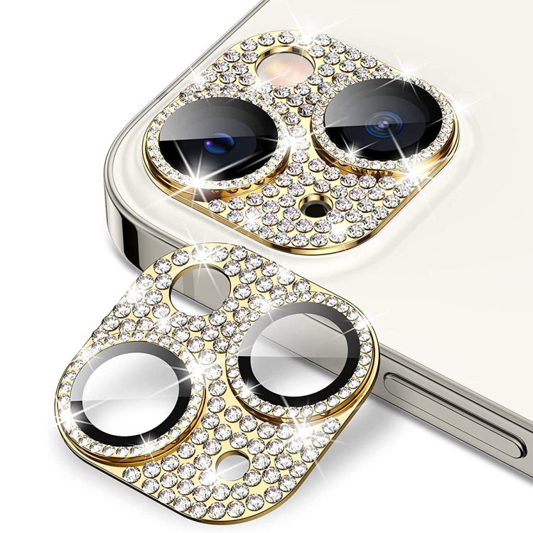For iPhone 15 / 15 Plus ENKAY Hat-Prince Blink Diamond Camera Lens Aluminium Alloy + Tempered Glass Full Coverage Protector(Golden) - HoMEdemic™ 