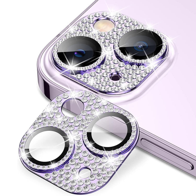 For iPhone 15 / 15 Plus ENKAY Hat-Prince Blink Diamond Camera Lens Aluminium Alloy + Tempered Glass Full Coverage Protector(LIght Purple) - HoMEdemic™ 