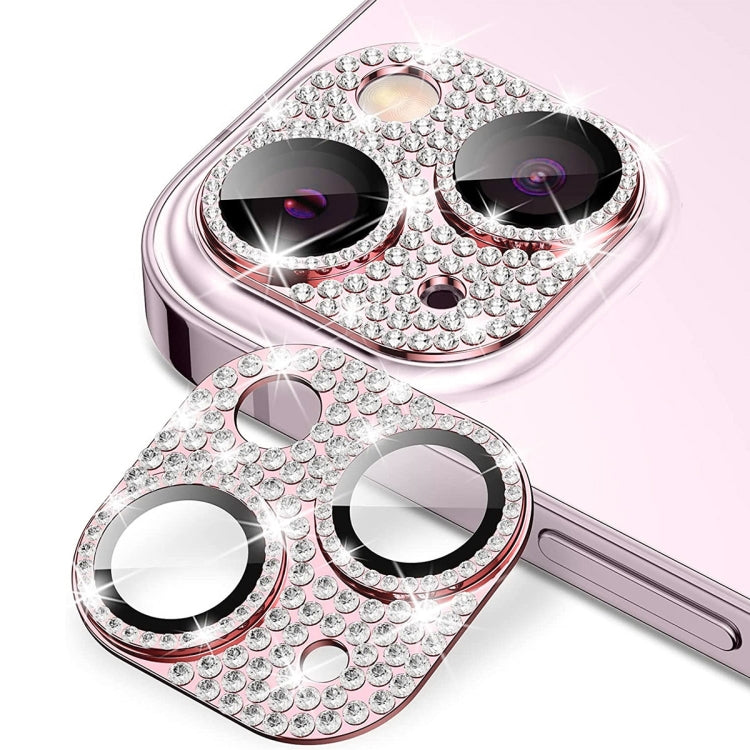 For iPhone 15 / 15 Plus ENKAY Hat-Prince Blink Diamond Camera Lens Aluminium Alloy + Tempered Glass Full Coverage Protector(Pink) - HoMEdemic™ 