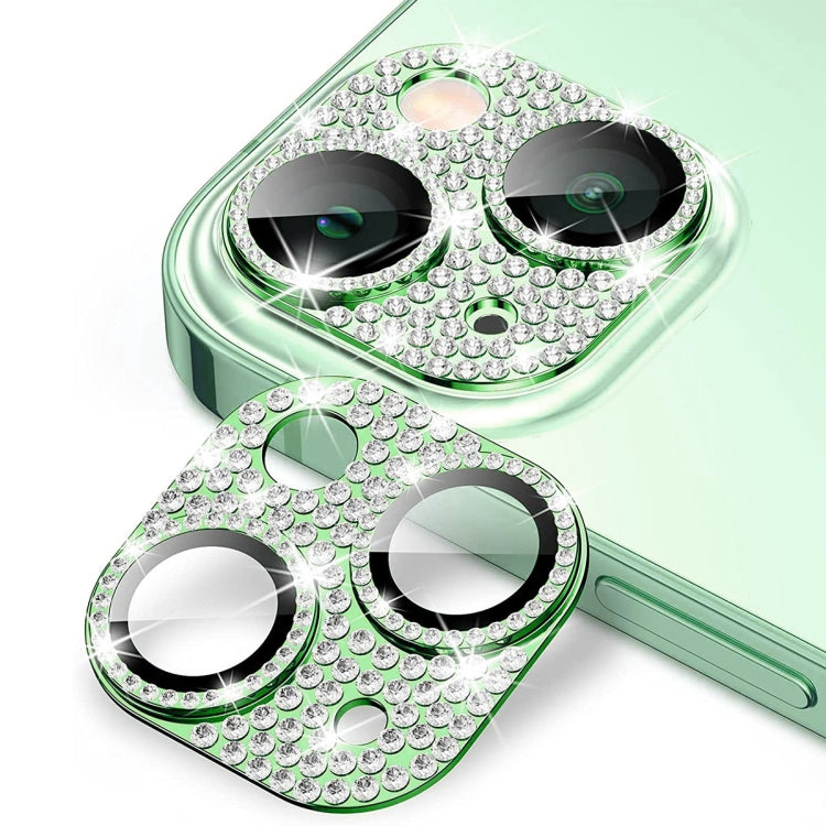 For iPhone 15 / 15 Plus ENKAY Hat-Prince Blink Diamond Camera Lens Aluminium Alloy + Tempered Glass Full Coverage Protector(Green) - HoMEdemic™ 