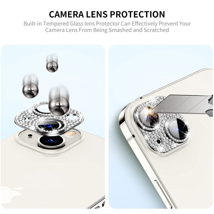 For iPhone 15 / 15 Plus ENKAY Hat-Prince Blink Diamond Camera Lens Aluminium Alloy + Tempered Glass Full Coverage Protector(Sierra Blue) - HoMEdemic™ 