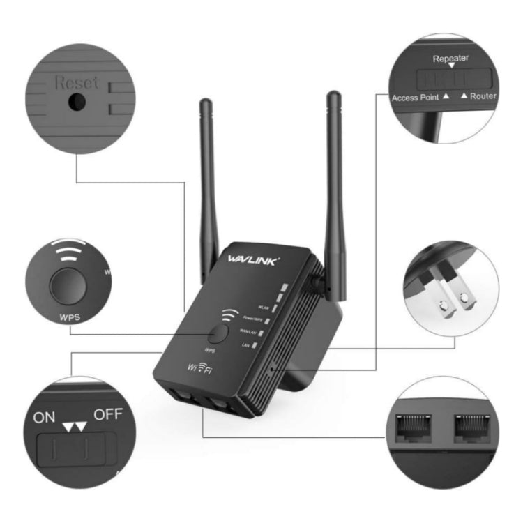 Wavlink WN578R2 With 2 External Antennas N300 Wireless AP/Range Extender/Router, Plug:UK Plug - HoMEdemic™ 