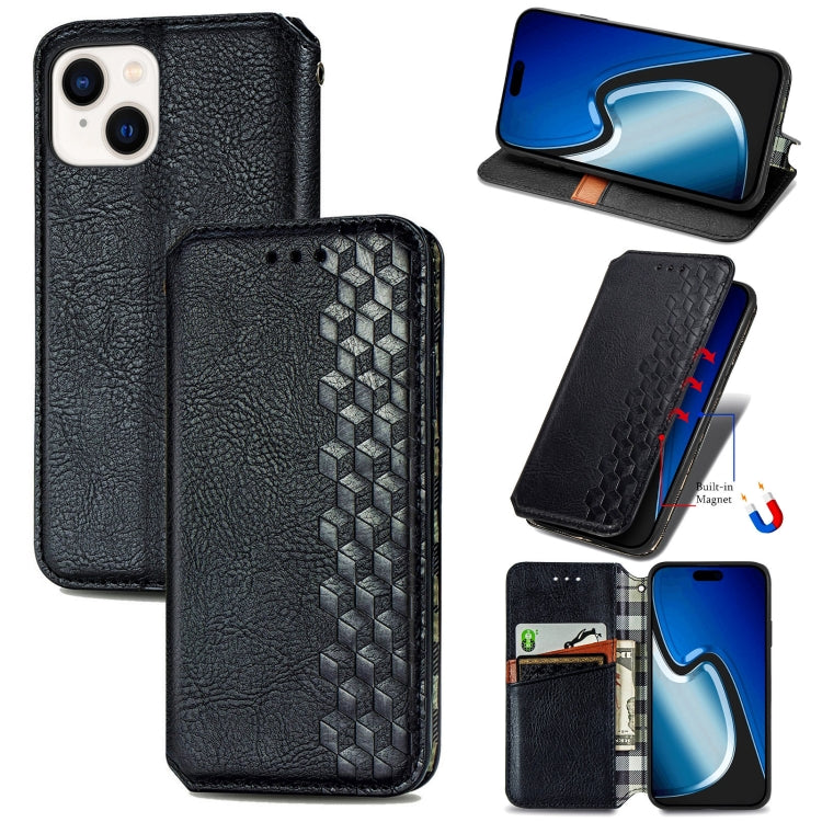 For iPhone 15 Pro Cubic Grid Pressed Magnetic Leather Phone Case(Black) - HoMEdemic™ 