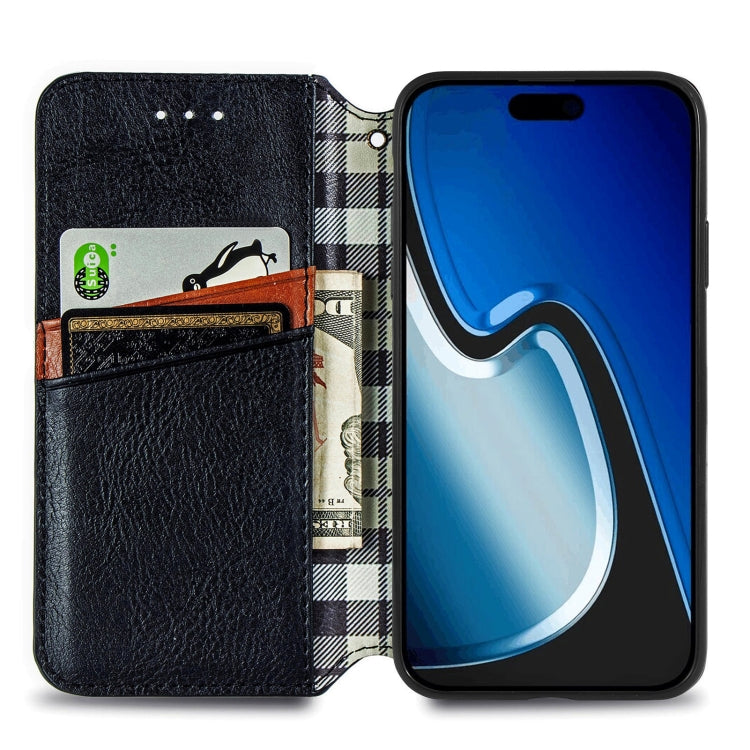 For iPhone 15 Pro Cubic Grid Pressed Magnetic Leather Phone Case(Black) - HoMEdemic™ 