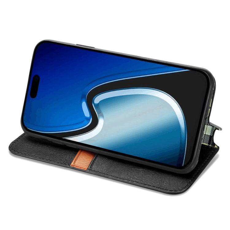 For iPhone 15 Pro Cubic Grid Pressed Magnetic Leather Phone Case(Black) - HoMEdemic™ 