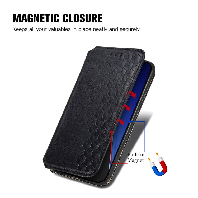 For iPhone 15 Pro Cubic Grid Pressed Magnetic Leather Phone Case(Black) - HoMEdemic™ 