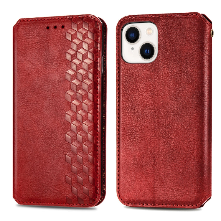 For iPhone 15 Pro Cubic Grid Pressed Magnetic Leather Phone Case(Red) - HoMEdemic™ 