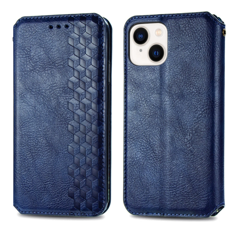 For iPhone 15 Pro Cubic Grid Pressed Magnetic Leather Phone Case(Blue) - HoMEdemic™ 