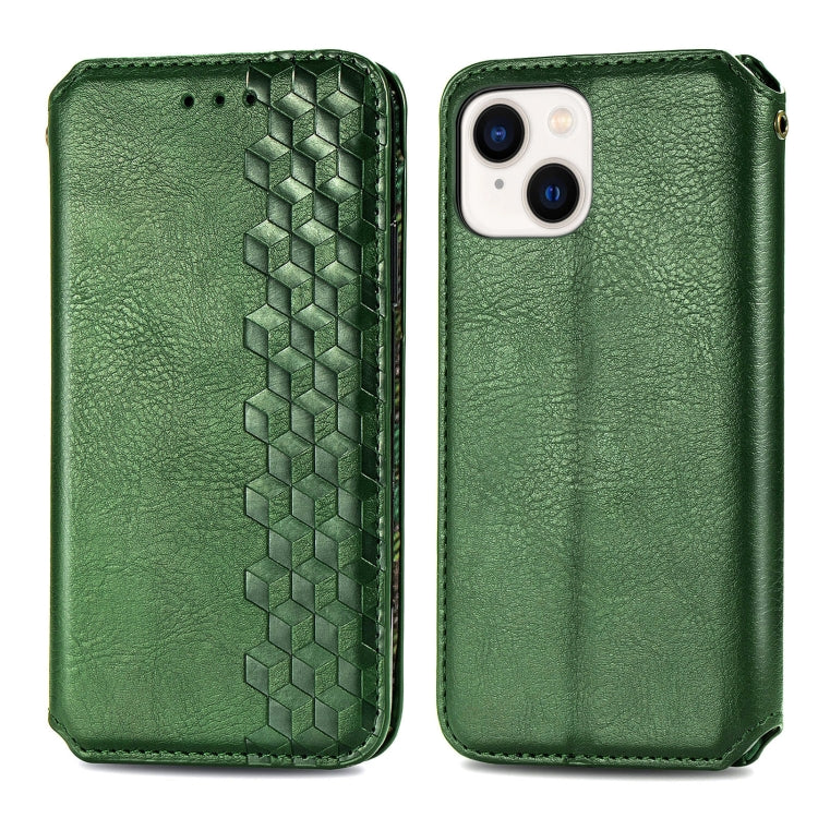 For iPhone 15 Pro Cubic Grid Pressed Magnetic Leather Phone Case(Green) - HoMEdemic™ 