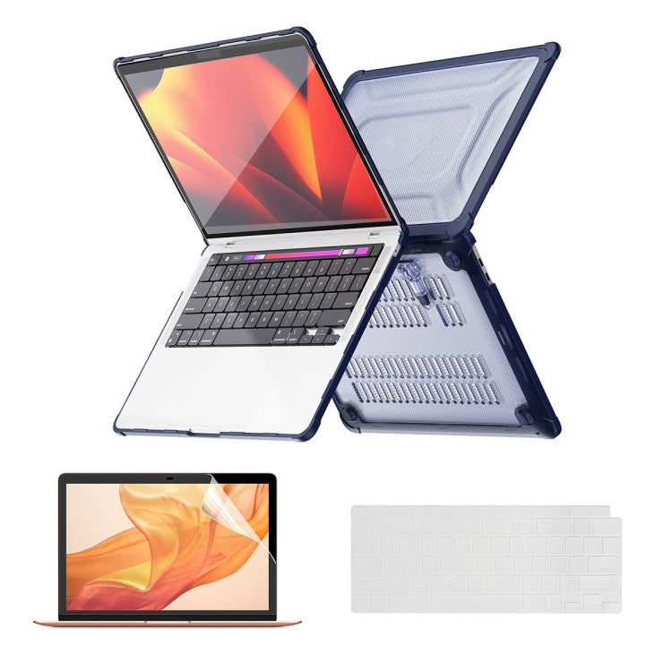 For MacBook Air 13.3 A2179/A2337 ENKAY Hat-Prince 3 in 1 Protective Bracket Case Cover Hard Shell with TPU Keyboard Film / PET Screen Protector, Version:US(Dark Blue) - HoMEdemic™ 