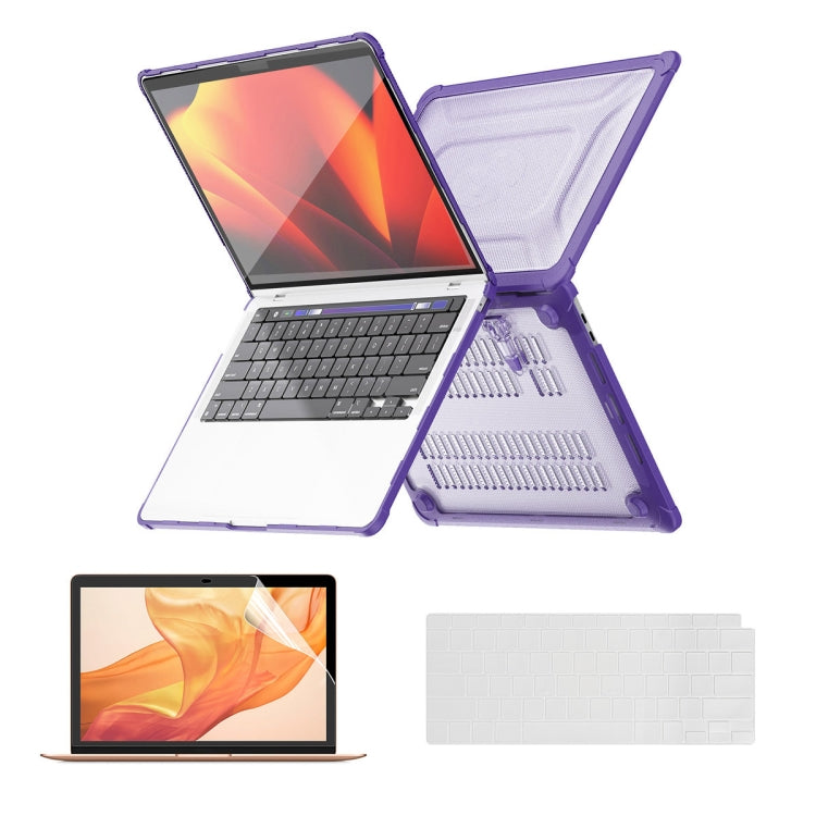 For MacBook Air 13.3 A2179/A2337 ENKAY Hat-Prince 3 in 1 Protective Bracket Case Cover Hard Shell with TPU Keyboard Film / PET Screen Protector, Version:US(Purple) - HoMEdemic™ 