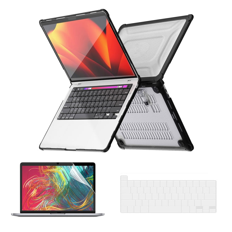 For MacBook Pro 13.3 A2251/A2289/A2338 ENKAY Hat-Prince 3 in 1 Protective Bracket Case Cover Hard Shell with TPU Keyboard Film / PET Screen Protector, Version:US(Black) - HoMEdemic™ 