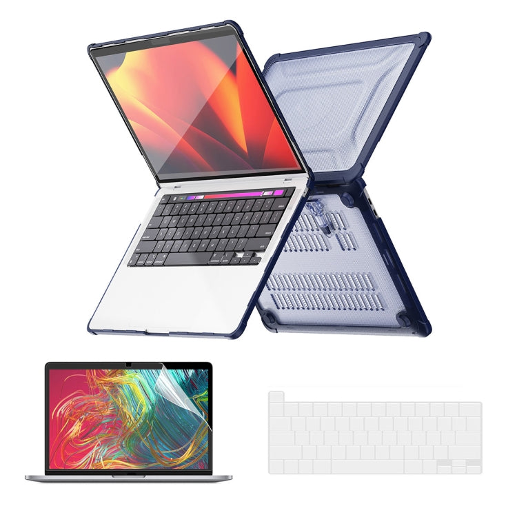 For MacBook Pro 13.3 A2251/A2289/A2338 ENKAY Hat-Prince 3 in 1 Protective Bracket Case Cover Hard Shell with TPU Keyboard Film / PET Screen Protector, Version:US(Dark Blue) - HoMEdemic™ 