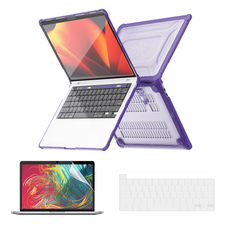 For MacBook Pro 13.3 A2251/A2289/A2338 ENKAY Hat-Prince 3 in 1 Protective Bracket Case Cover Hard Shell with TPU Keyboard Film / PET Screen Protector, Version:US(Purple) - HoMEdemic™ 