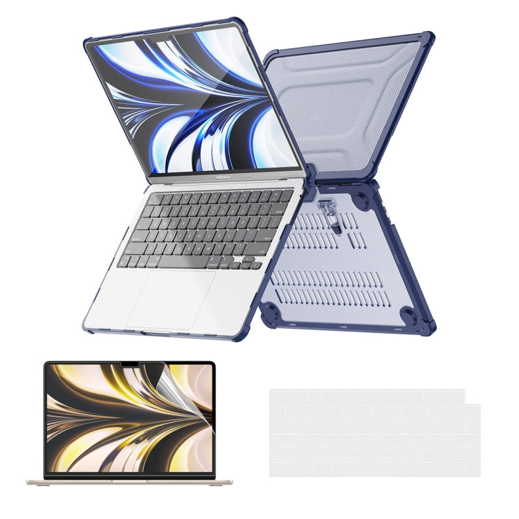 For MacBook Air 13.6 A2681 ENKAY Hat-Prince 3 in 1 Protective Bracket Case Cover Hard Shell with TPU Keyboard Film / PET Screen Protector, Version:US(Dark Blue) - HoMEdemic™ 