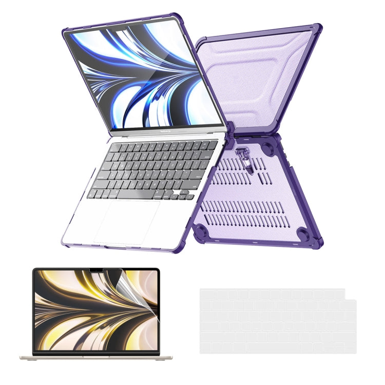 For MacBook Air 13.6 A2681 ENKAY Hat-Prince 3 in 1 Protective Bracket Case Cover Hard Shell with TPU Keyboard Film / PET Screen Protector, Version:US(Purple) - HoMEdemic™ 
