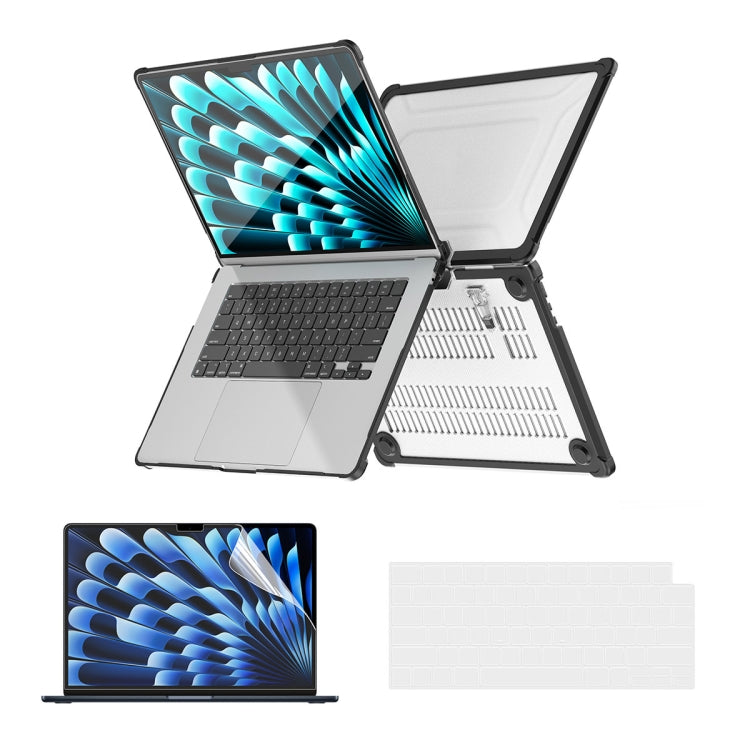 For MacBook Air 15.3 A2941 ENKAY Hat-Prince 3 in 1 Protective Bracket Case Cover Hard Shell with TPU Keyboard Film / PET Screen Protector, Version:US(Black) - HoMEdemic™ 