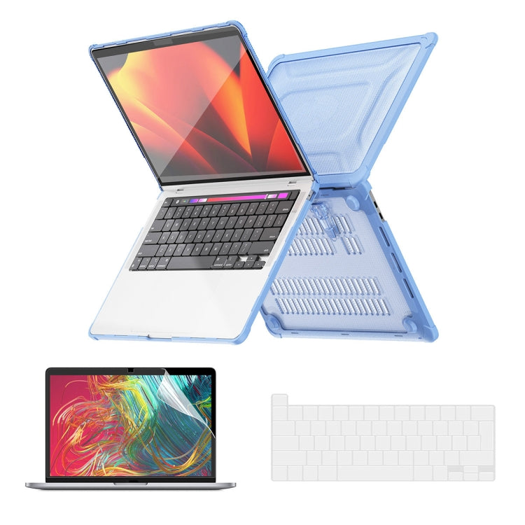 For MacBook Pro 13.3 A2251/A2289/A2338 ENKAY Hat-Prince 3 in 1 Protective Bracket Case Cover Hard Shell with TPU Keyboard Film / PET Screen Protector, Version:EU(Light Blue) - HoMEdemic™ 