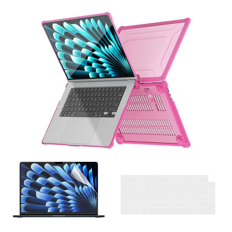 For MacBook Air 15.3 A2941/M3 2024 A3114 ENKAY Hat-Prince 3 in 1 Protective Bracket Case Cover Hard Shell with TPU Keyboard Film / PET Screen Protector, Version:EU(Pink) - HoMEdemic™ 