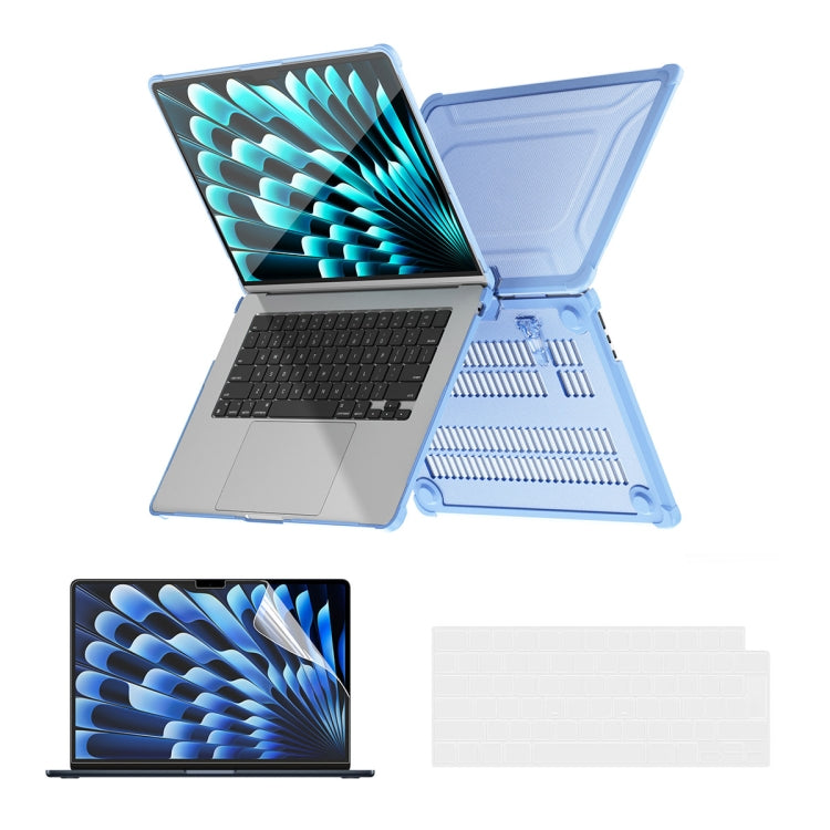 For MacBook Air 15.3 A2941/M3 2024 A3114 ENKAY Hat-Prince 3 in 1 Protective Bracket Case Cover Hard Shell with TPU Keyboard Film / PET Screen Protector, Version:EU(Light Blue) - HoMEdemic™ 