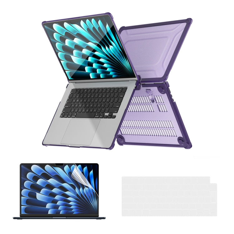 For MacBook Air 15.3 A2941/M3 2024 A3114 ENKAY Hat-Prince 3 in 1 Protective Bracket Case Cover Hard Shell with TPU Keyboard Film / PET Screen Protector, Version:EU(Purple) - HoMEdemic™ 