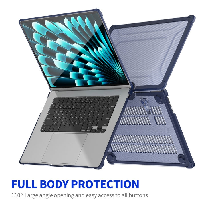 For MacBook Air 15.3 A2941/M3 2024 A3114 ENKAY Hat-Prince 3 in 1 Protective Bracket Case Cover Hard Shell with TPU Keyboard Film / PET Screen Protector, Version:EU(Dark Blue) - HoMEdemic™ 