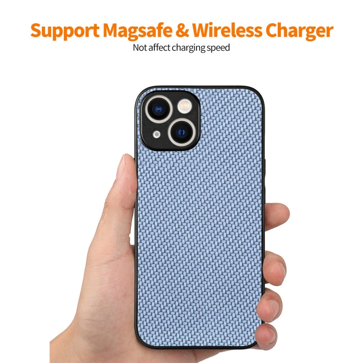 For iPhone 15 ENKAY Fiber Leather Skin PC Phone Case with High Aluminum-silicon Glass Film(Blue) - HoMEdemic™ 