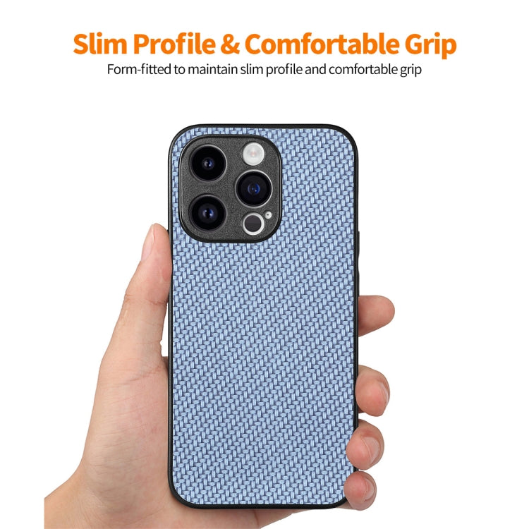 For iPhone 14 Pro ENKAY Fiber Leather Skin PC Phone Case with High Aluminum-silicon Glass Film(Blue) - HoMEdemic™ 