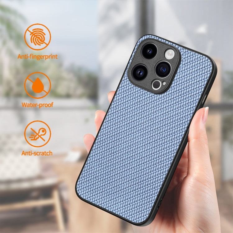 For iPhone 14 Pro ENKAY Fiber Leather Skin PC Phone Case with High Aluminum-silicon Glass Film(Blue) - HoMEdemic™ 