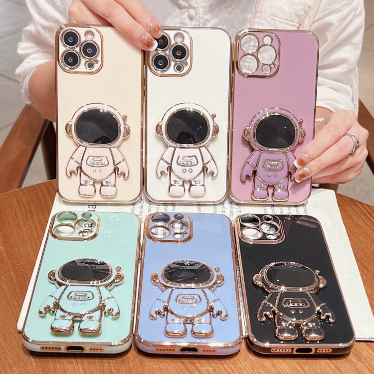 For iPhone 15 Pro Max Electroplating Astronaut Holder Phone Case(Blue) - HoMEdemic™ 