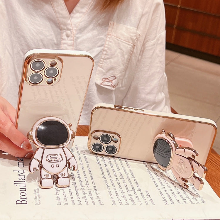For iPhone 15 Pro Max Electroplating Astronaut Holder Phone Case(Blue) - HoMEdemic™ 