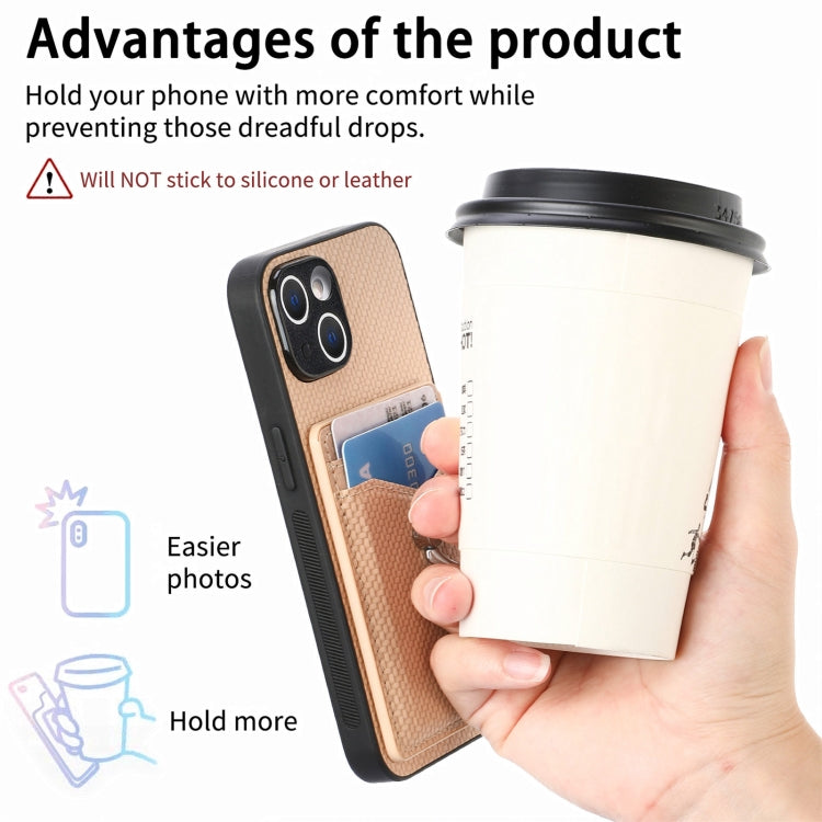 For iPhone 15 Pro Carbon Fiber Card Wallet Ring Holder Phone Case(Khaki) - HoMEdemic™ 