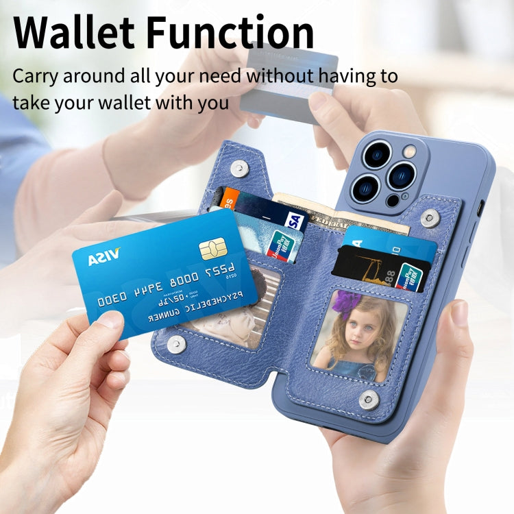 For iPhone 15 Pro Max Zipper Wallet Leather Back Shockproof Phone Case(Blue) - HoMEdemic™ 