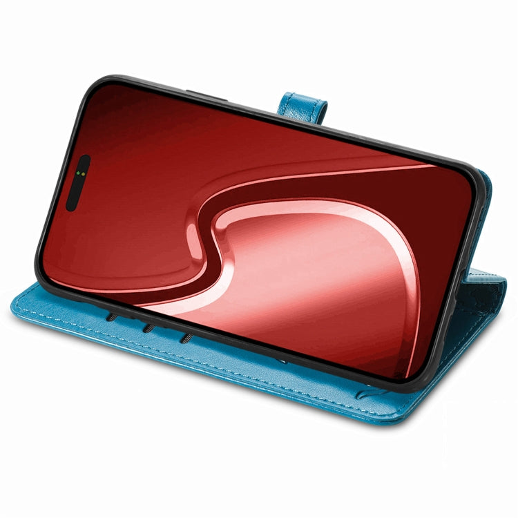 For iPhone 15 Pro Cat and Dog Embossed Leather Phone Case(Blue) - HoMEdemic™ 