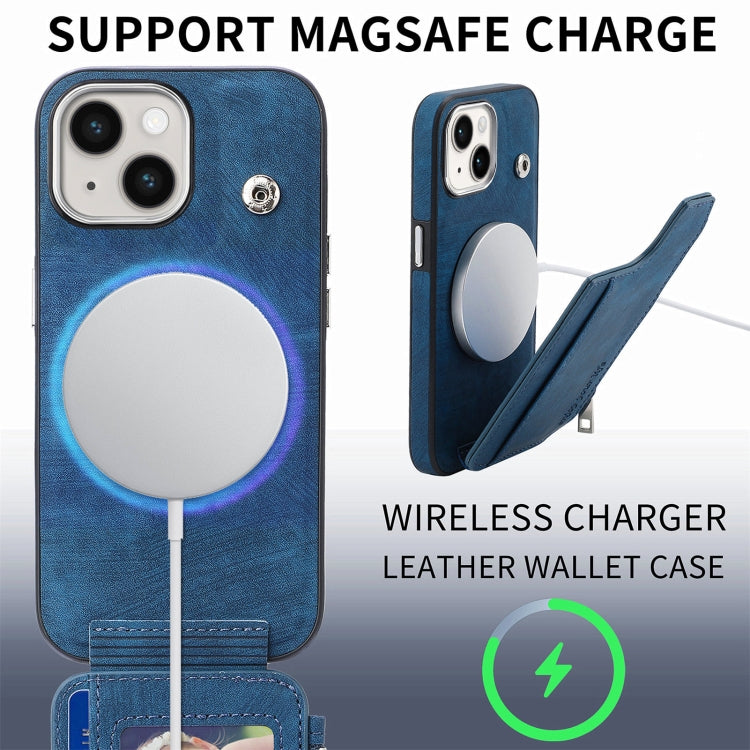 For iPhone 15 Pro Max Magsafe Zipper RFID Wallet All-inclusive Shockrpoof Phone Case(Blue) - HoMEdemic™ 