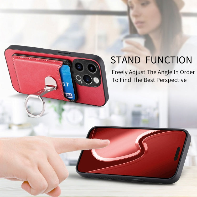 For iPhone 15 Pro Max Skin Feel Ring Holder Wallet Magnetic Phone Case(Red) - HoMEdemic™ 