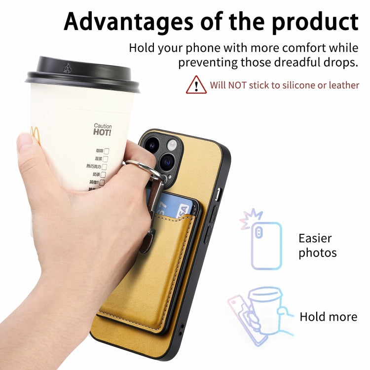 For iPhone 15 Pro Max Skin Feel Ring Holder Wallet Magnetic Phone Case(Yellow) - HoMEdemic™ 